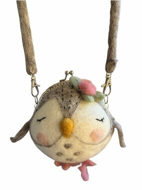Wild Woolies Olivia Owl Handmade Felted Wool Critter Clutch Purse